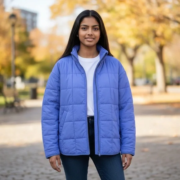 Roxy Quilted Puffer Jacket - Periwinkle Blue - Picture 1 of 10